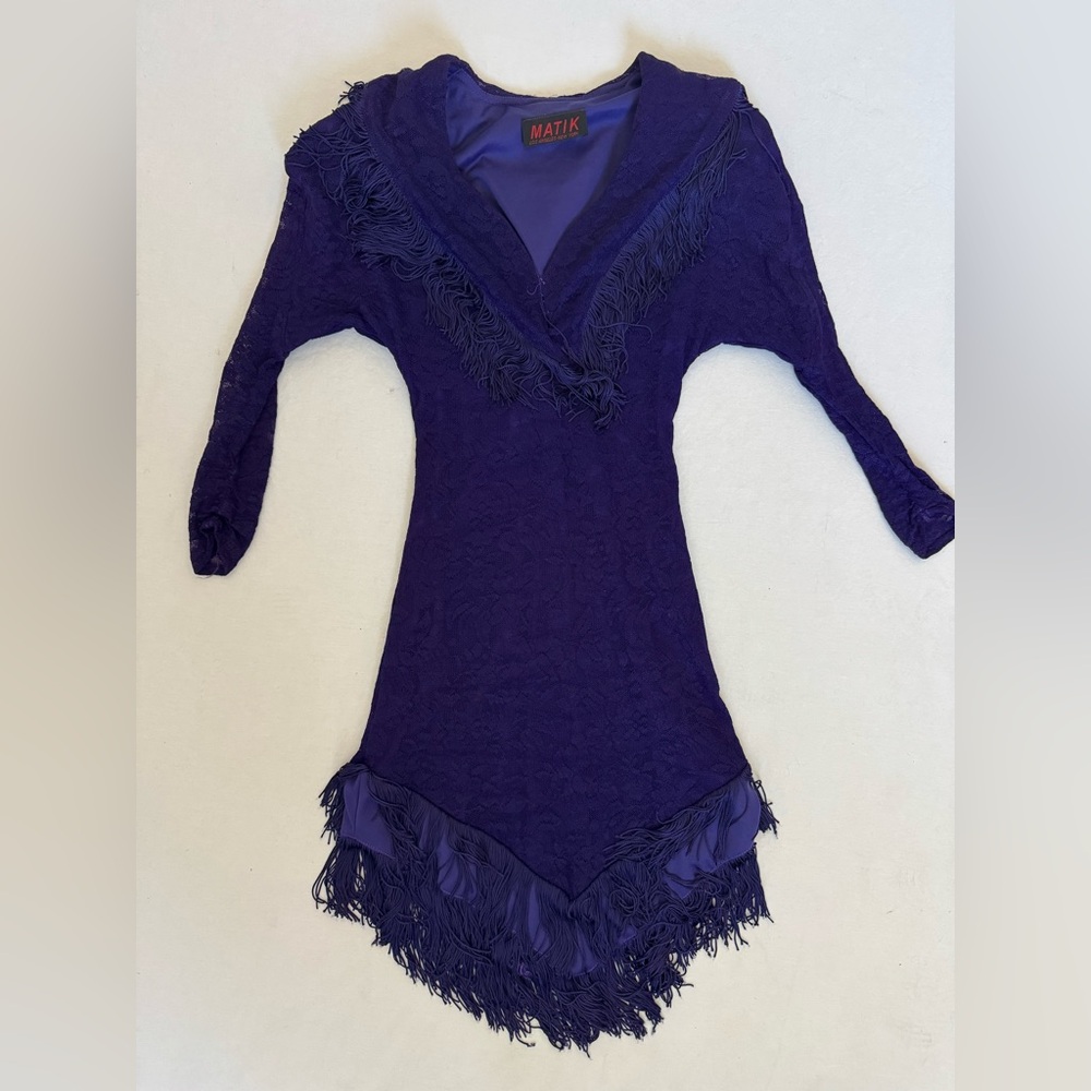 Vintage Purple Lace Dress with Fringe and Western Vibes
